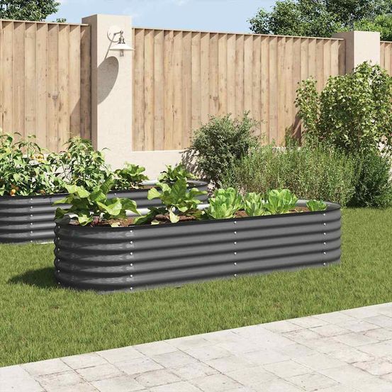 Carré potager surélevé 240x80x44 cm acier galvanisé potager gris
