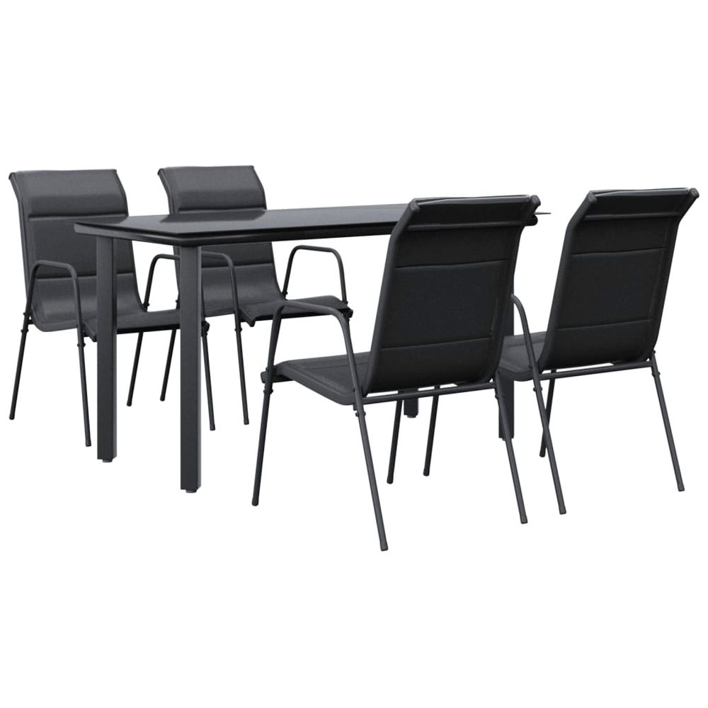 Ensemble à manger de jardin 5 pcs noir textilène et acier