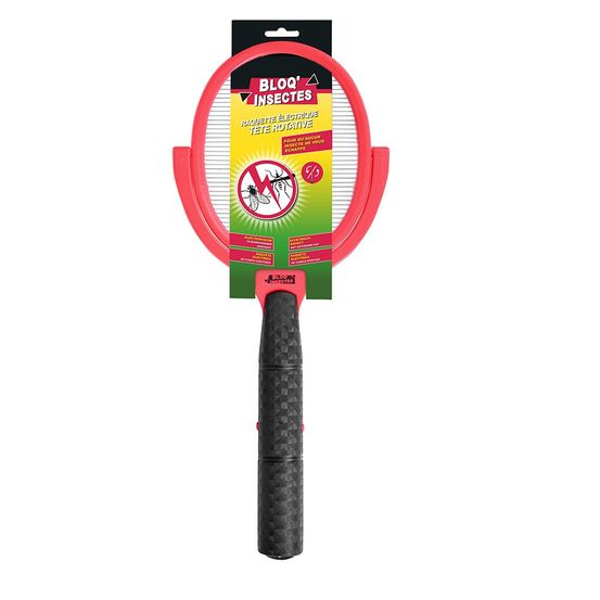 Raquette électrique anti-insectes rotative - solution innovante élimine mouches, moustiques, guêpes, araignées -