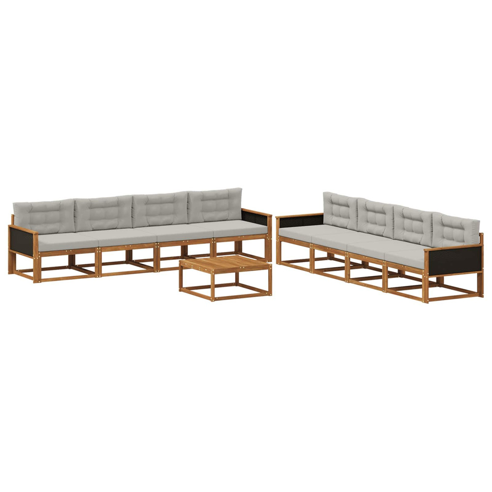 Ensemble de canapés d'extérieur 9 pcs naturel et gris clair