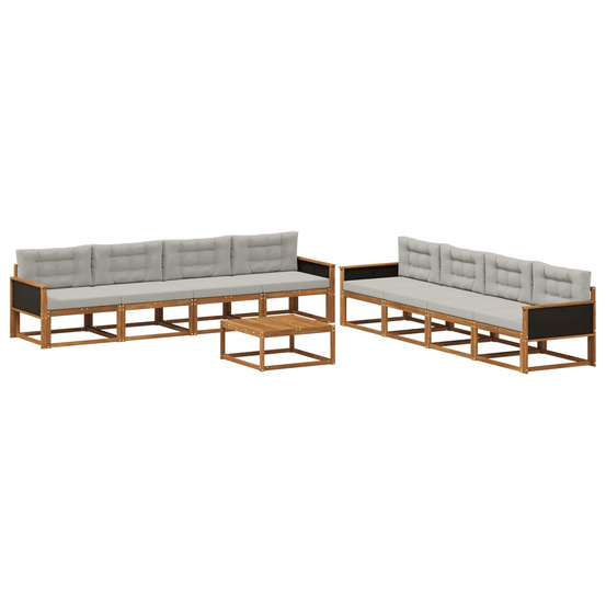 Ensemble de canapés d'extérieur 9 pcs naturel et gris clair