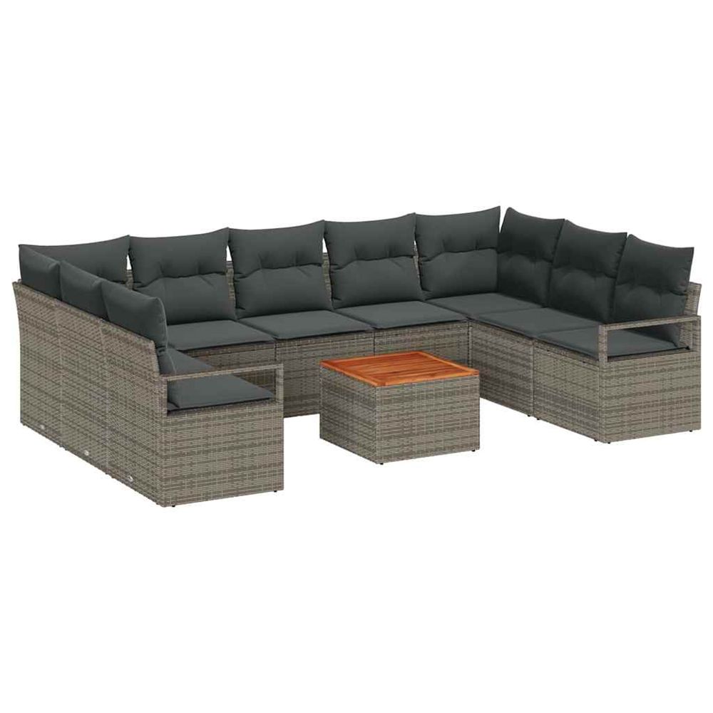 Ensemble de canapé de jardin 10 pc gris polyrotin