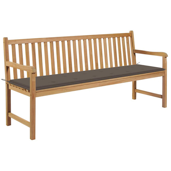 Banc de jardin avec coussin taupe 175 cm teck massif