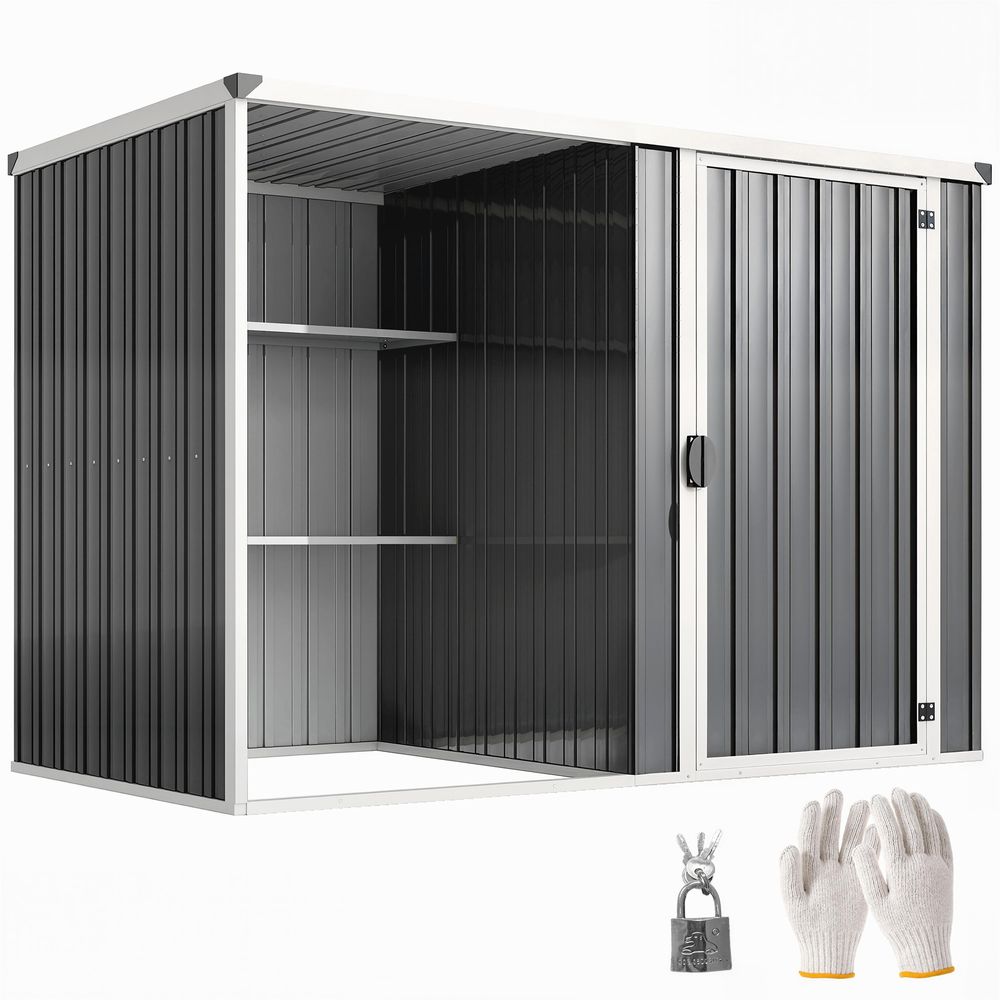 Abri de jardin acier galvanisé extérieur rangement divisé étagères 231x125x162cm gris - comfortxl outdoor living