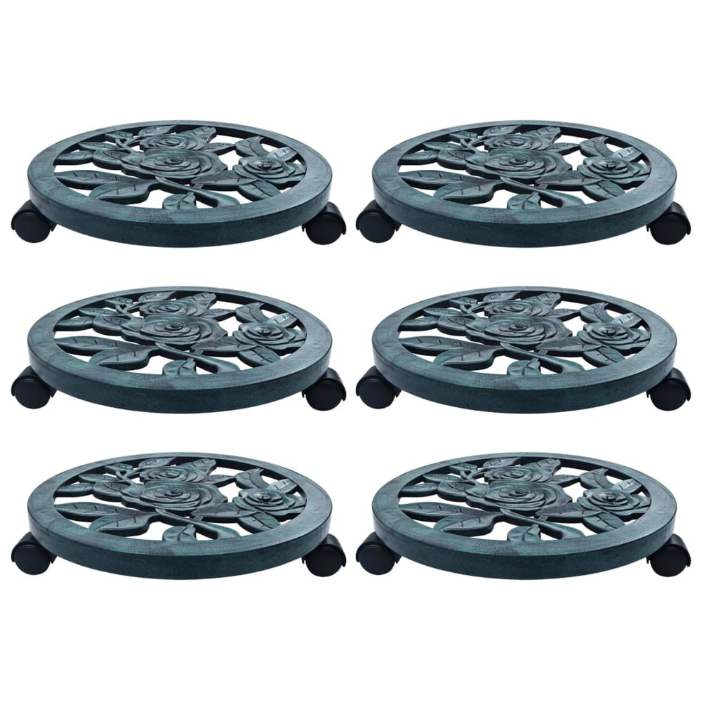 Chariots pour plantes 6 pcs Vert 38 cm