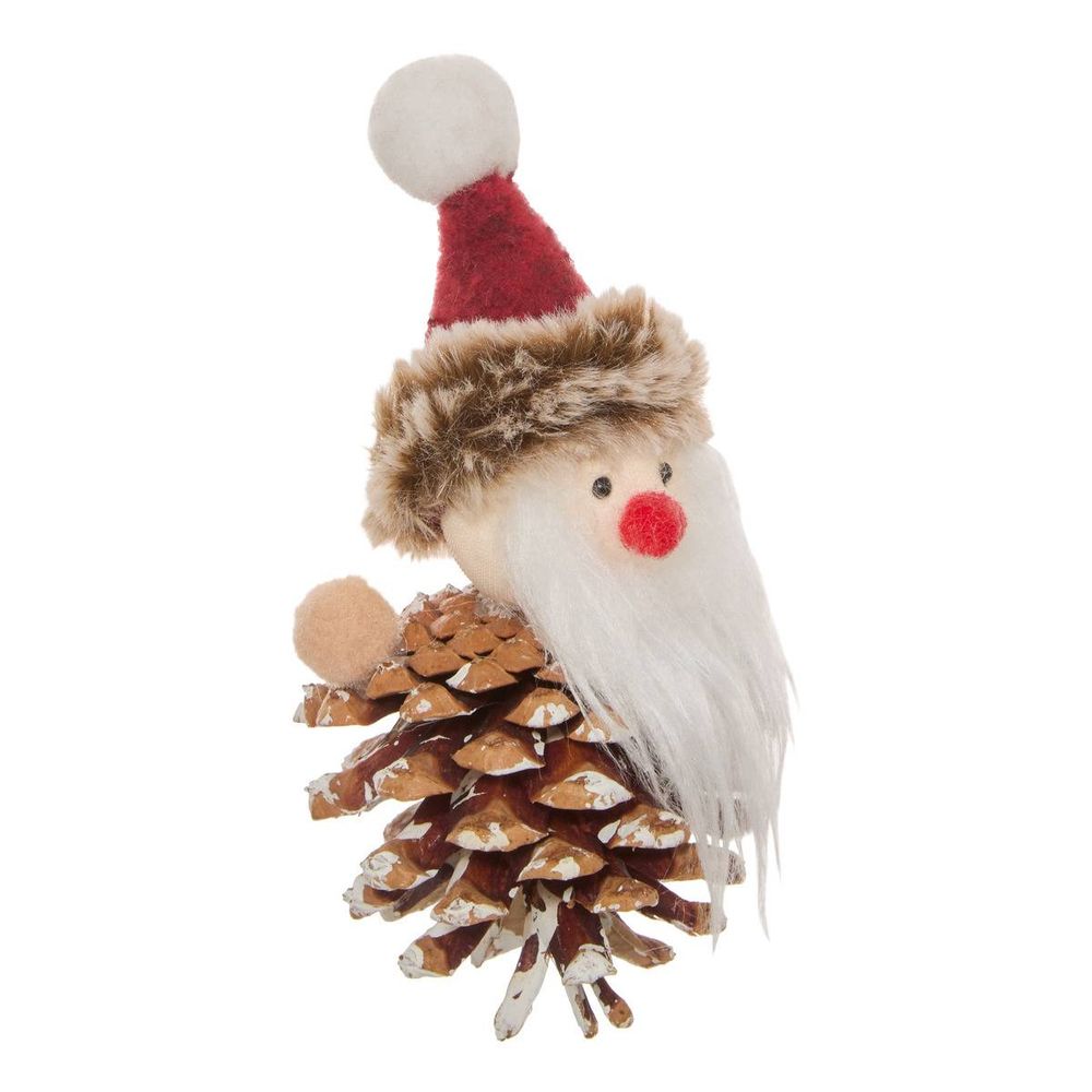 Suspension de sapin personnage en pomme de pin avec bonnet 11 cm