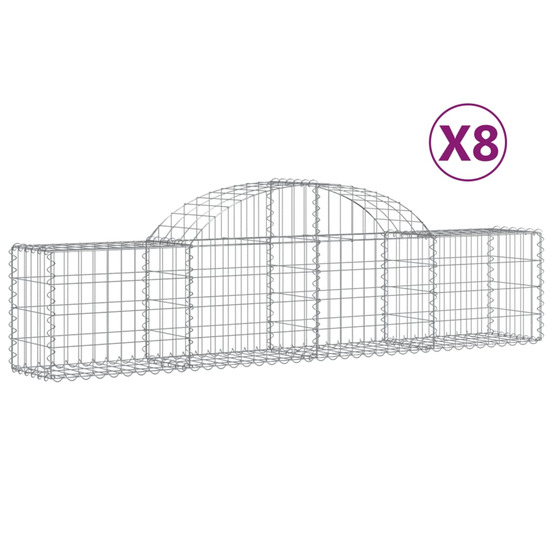 Paniers à gabions arqués 8 pcs 200x30x40/60 cm fer galvanisé