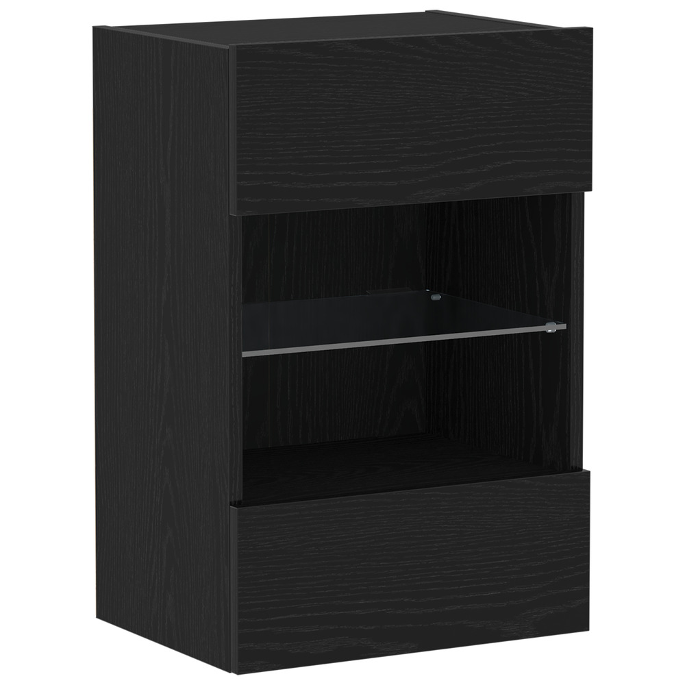 Meuble tv led chêne noir 40x30x60,5cm en bois d'ingénierie