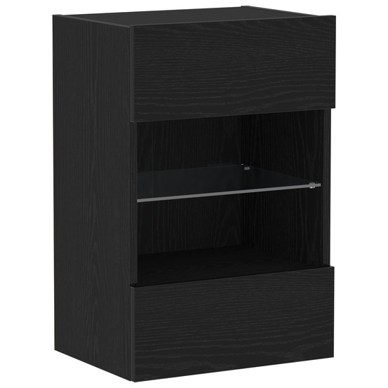 Meuble tv led chêne noir 40x30x60,5cm en bois d'ingénierie