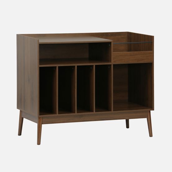 Meuble vinyle vintage décor bois 100cm - nepal