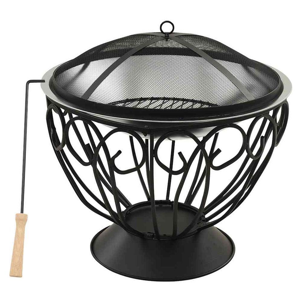 Foyer et barbecue avec tisonnier 2 en 1 59x59x60 cm inox
