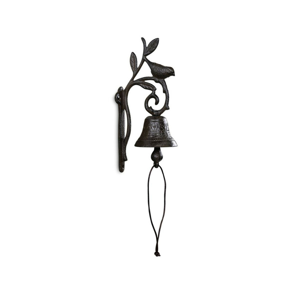 Cloche oiseau fonte fonte marron - décoration d'autrefois