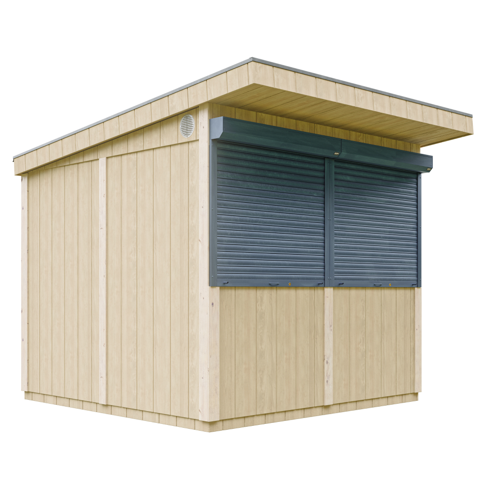 Grand stand marché avec comptoir - h240 x 248 x 305 cm / 5,9 m2 - bar jardin, kiosque - timbela m950