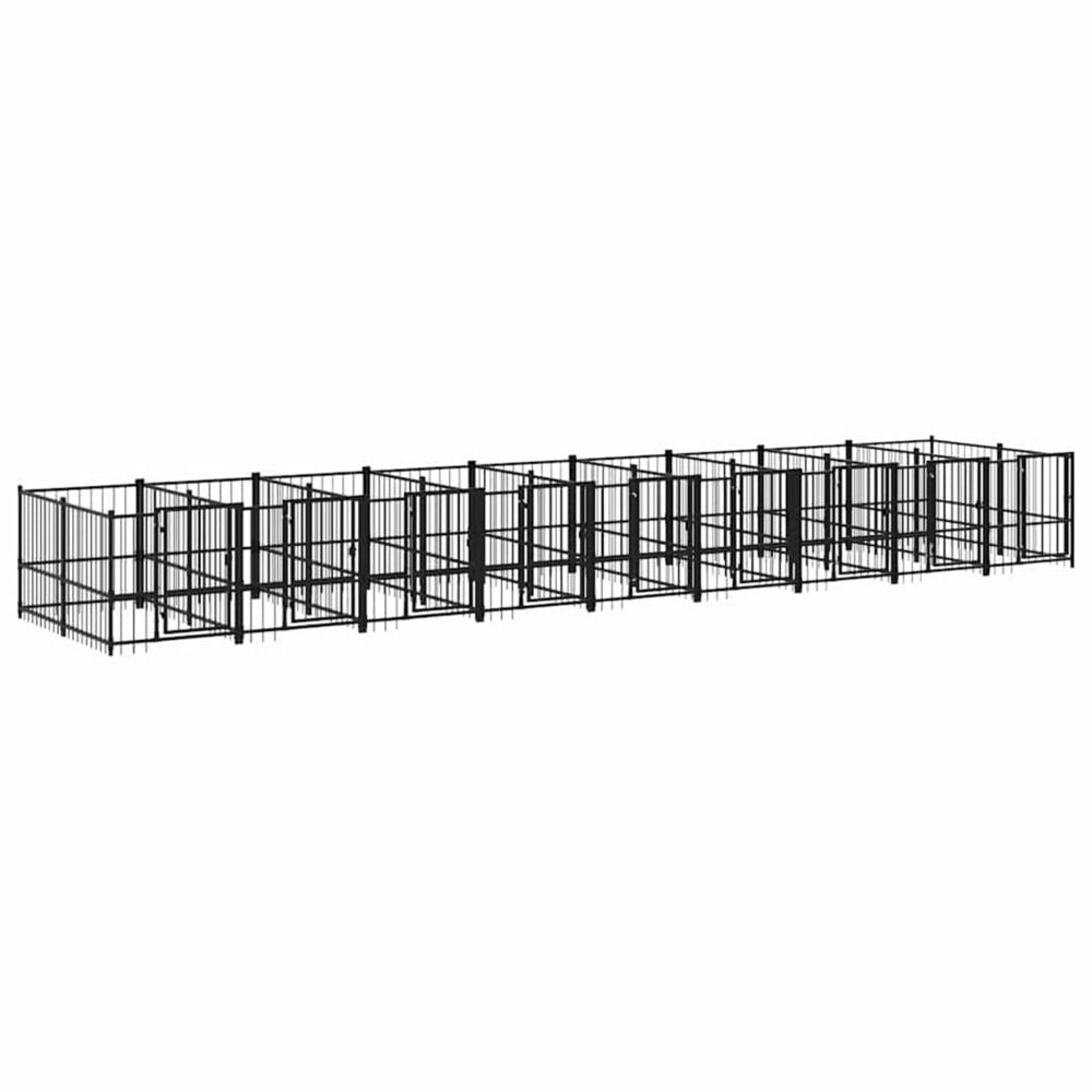 Chenil d'extérieur pour chiens acier 16,89 m²