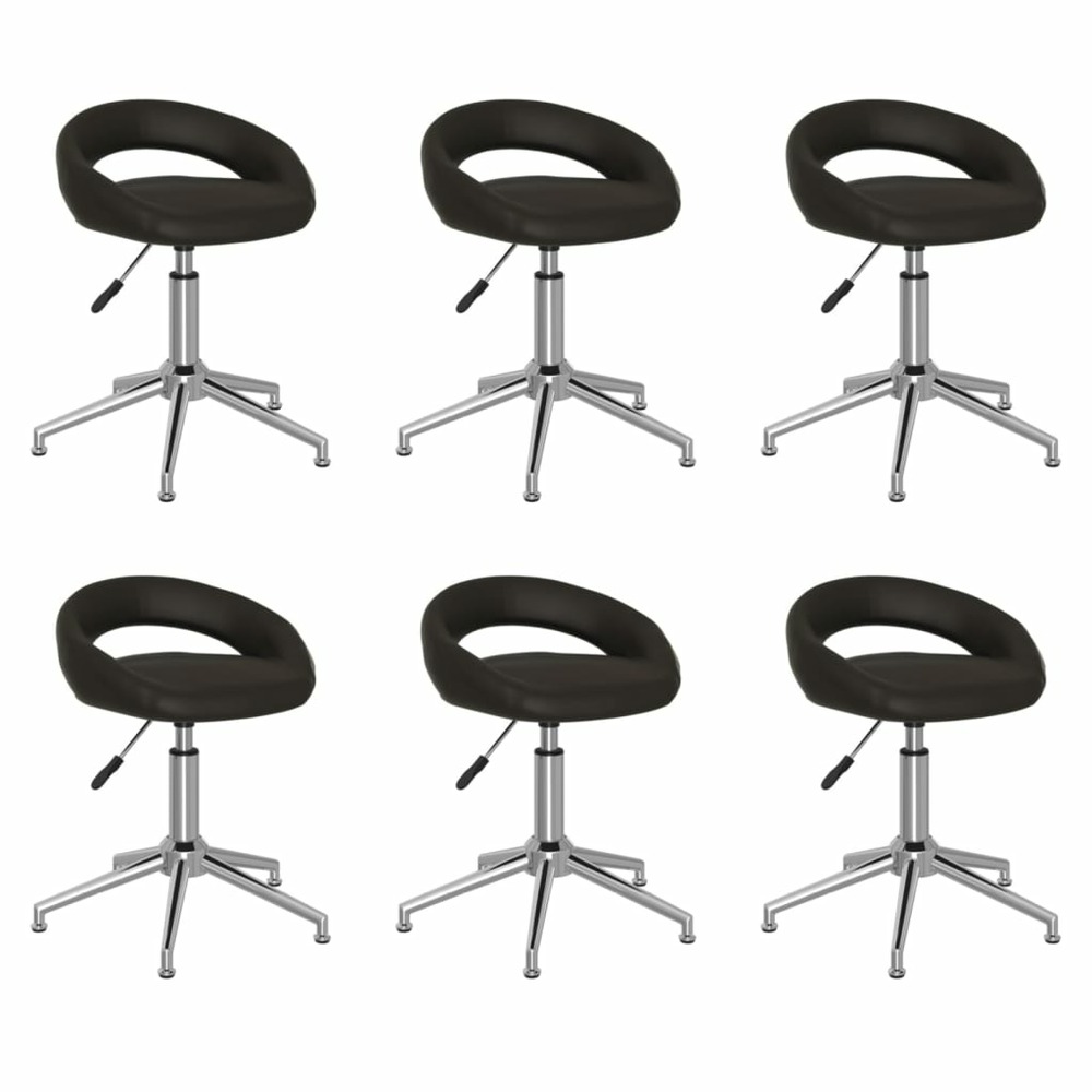 Chaises pivotantes de salle à manger 6 pcs noir similicuir