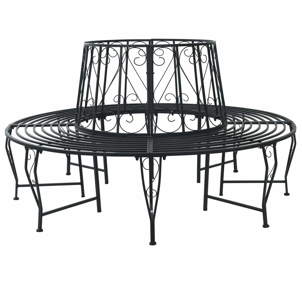Banc d'arbre ø 160 x 89 cm acier noir rond