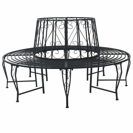 Banc d'arbre ø 160 x 89 cm acier noir rond