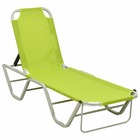 Transat chaise longue bain de soleil lit de jardin terrasse meuble d'extérieur aluminium et textilène vert