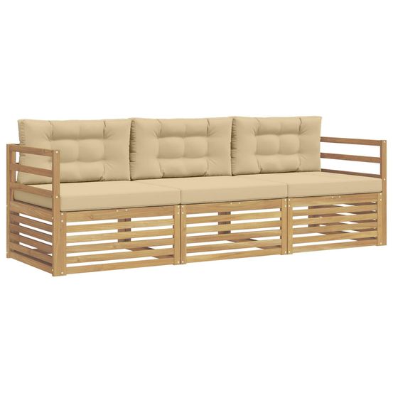 Ensemble de canapés d'extérieur 3 pc blanc et beige polyester