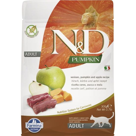 Aliments pour chat farmina n&d adulte pomme citrouille renne 300 g