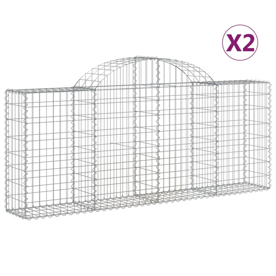 Paniers à gabions arqués 2 pcs 200x30x80/100 cm fer galvanisé