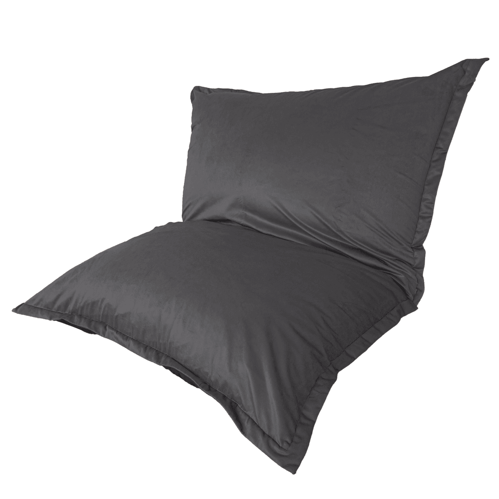 Pouf intérieur xxl - housse velours - 190x155cm - gris