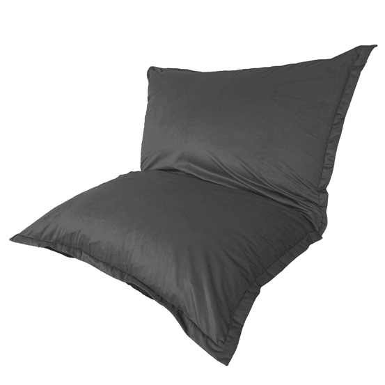 Pouf intérieur xxl - housse velours - 190x155cm - gris