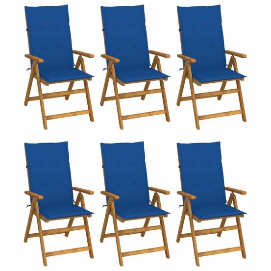 Chaises pliables de jardin lot de 6 avec coussins bois d'acacia