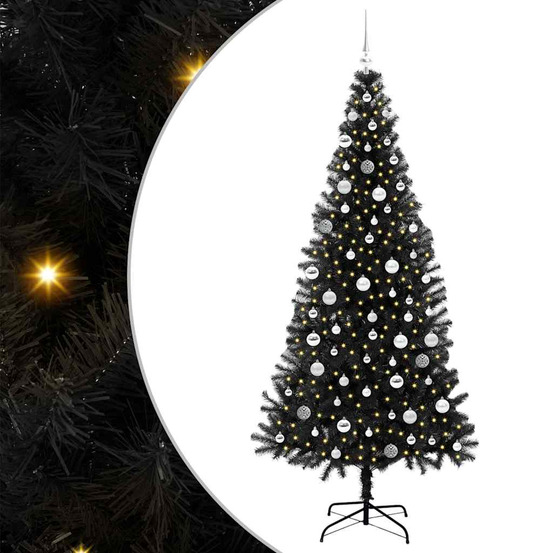 Sapin de noël avec 300 led avec support noir 210 cm pvc