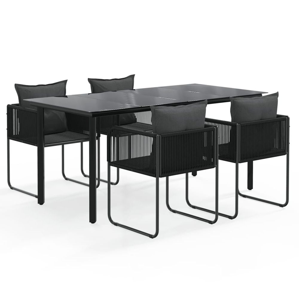 Ensemble à manger de jardin 5 pcs noir