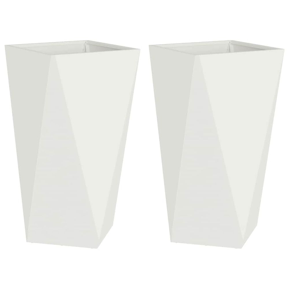Jardinière 2 pcs blanc 40 x 40 x 75 cm acier
