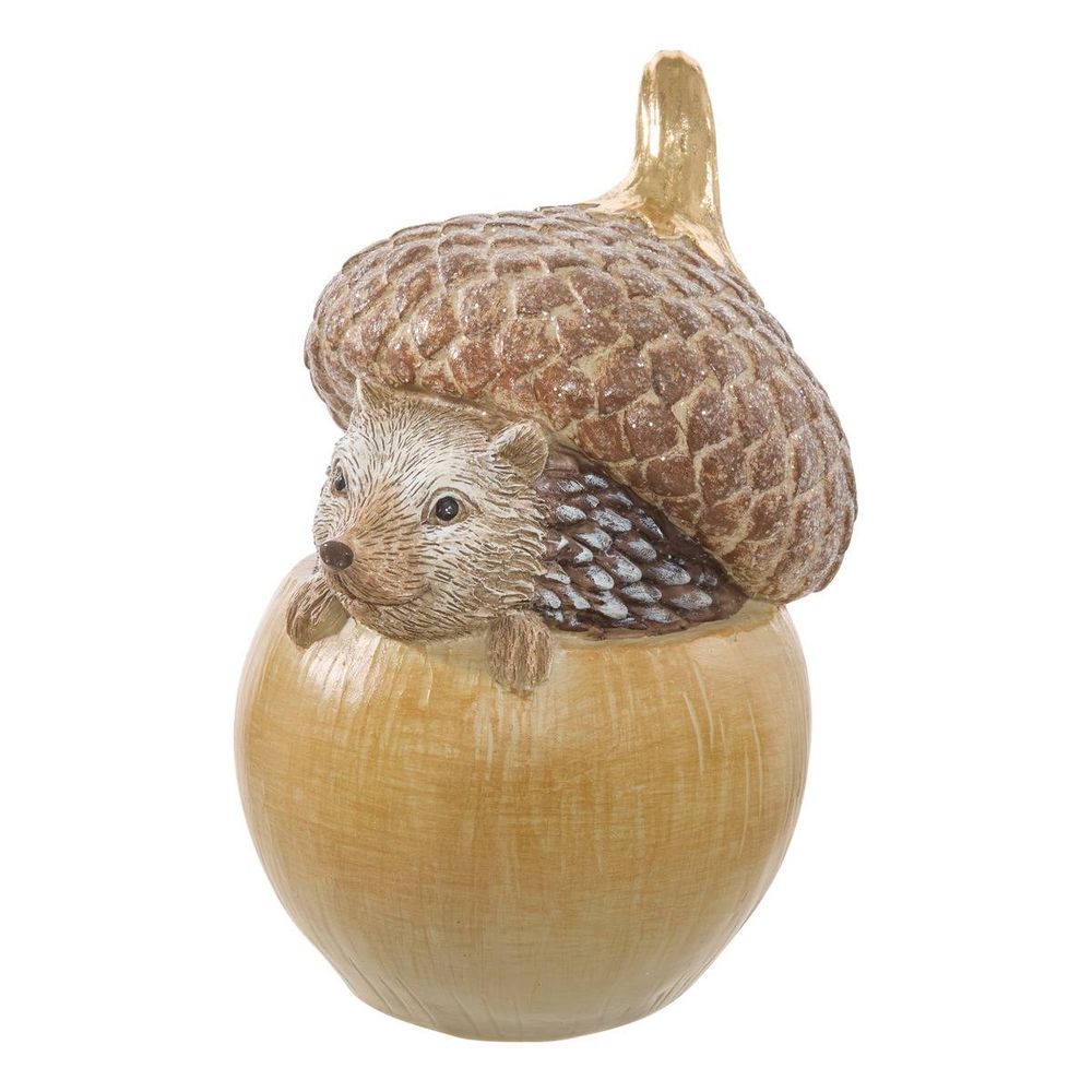 Hérisson de noël avec gland en résine h. 16 cm