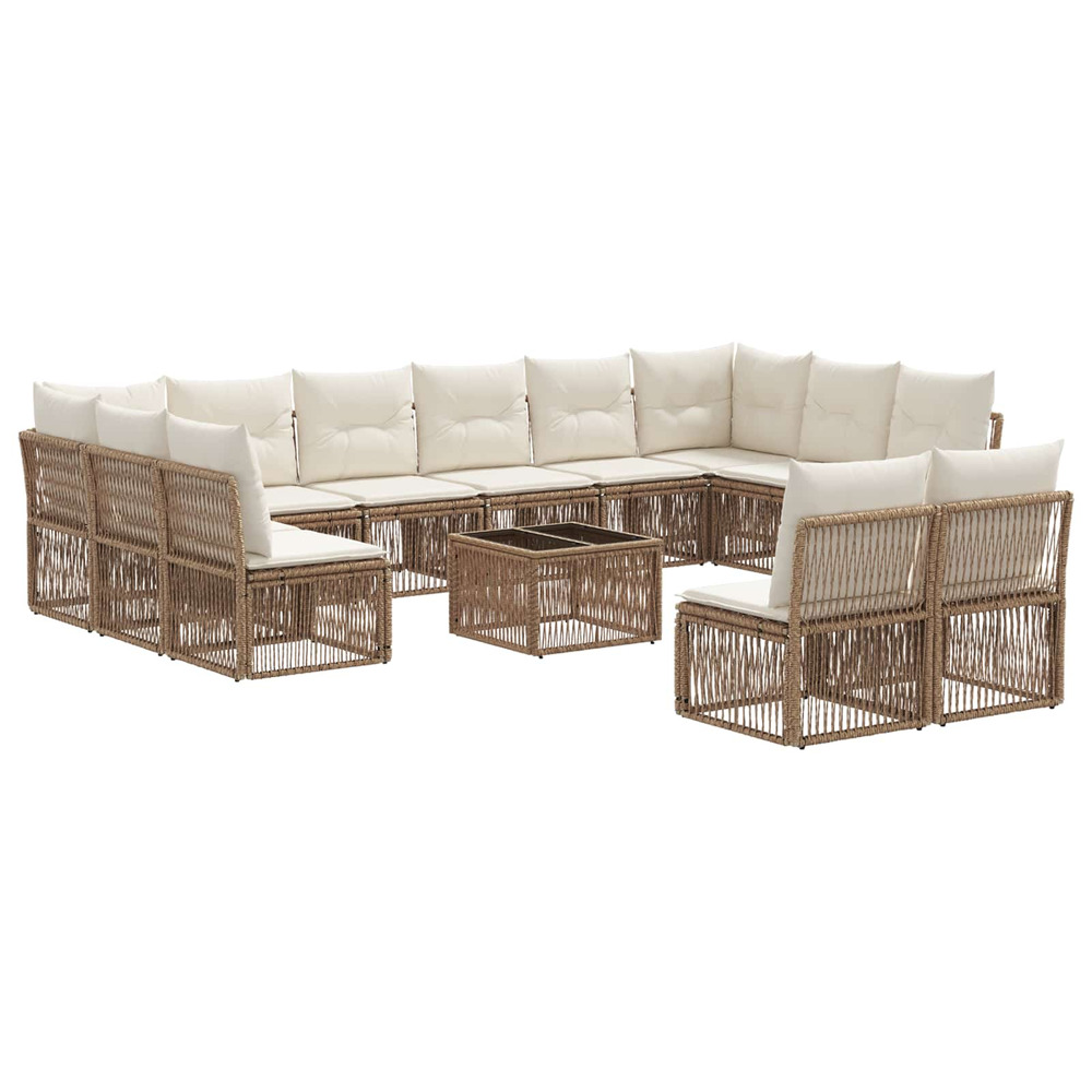 Ensemble de canapé de jardin 13 pcs beige polyrotin