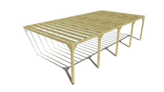 Pergola bois • 10m x 5m • adossée • sens profondeur • livraison comprise