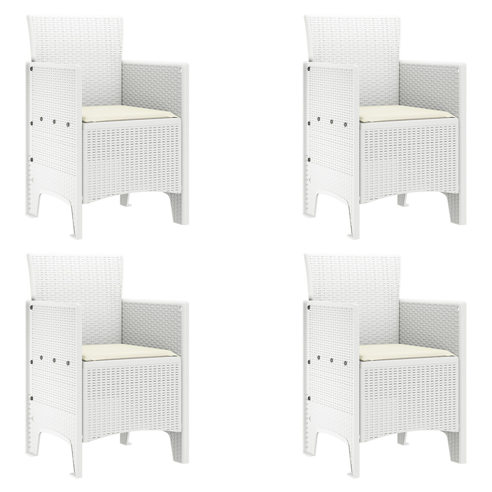 Chaises de jardin avec coussins 4 pcs blanc poly rattan
