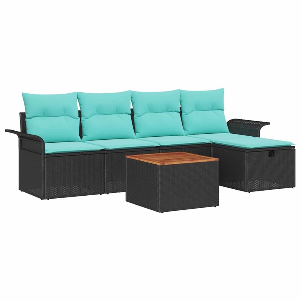 Ensemble de canapé de jardin 6 pc noir poly rotin