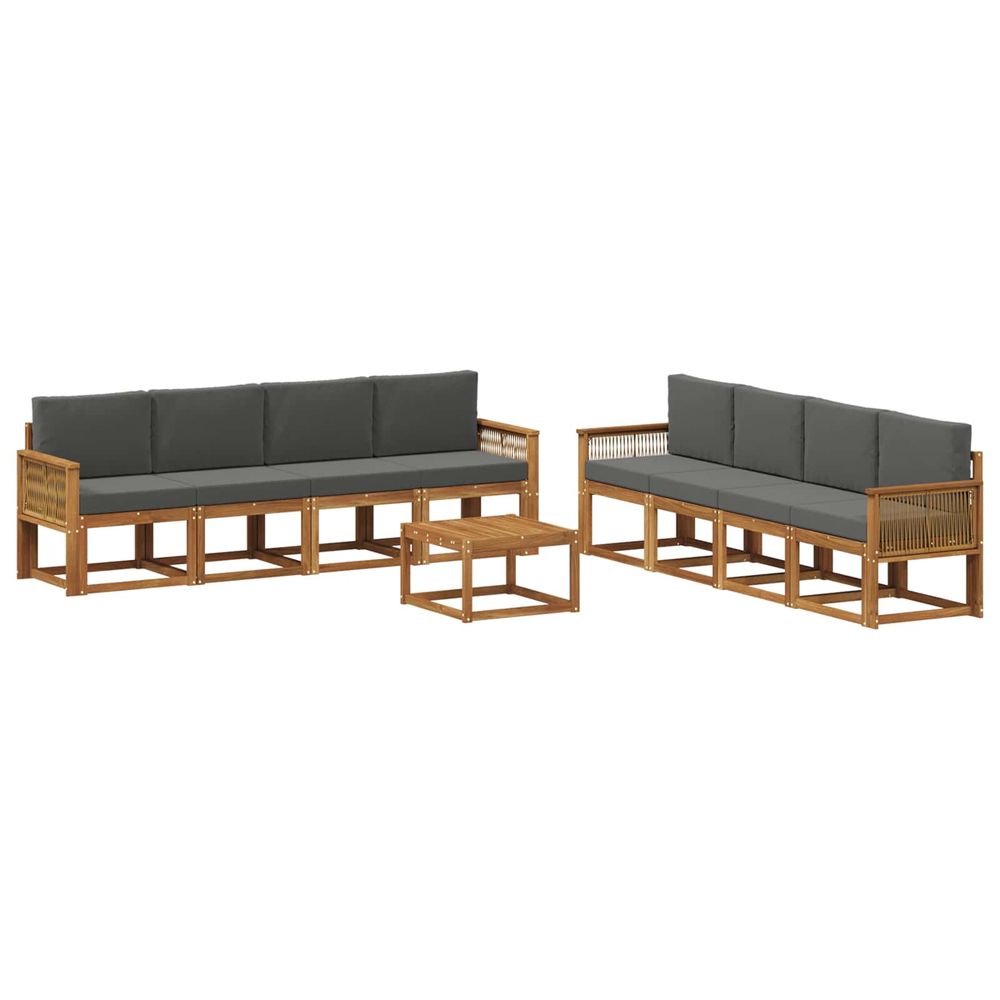 Ensemble de canapés d'extérieur 9 pc naturel et anthracite