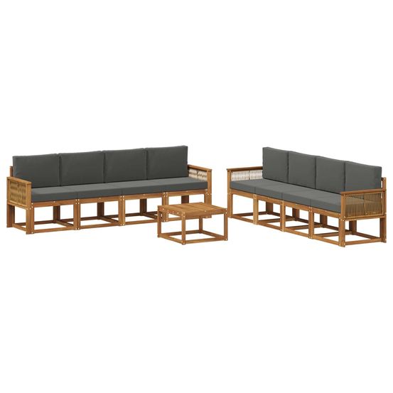 Ensemble de canapés d'extérieur 9 pc naturel et anthracite