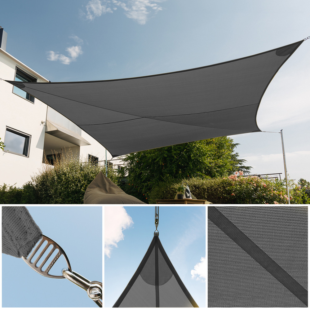 Voiles d'ombrage ajourées triangulaire 5x5x5 graphite, ez breez