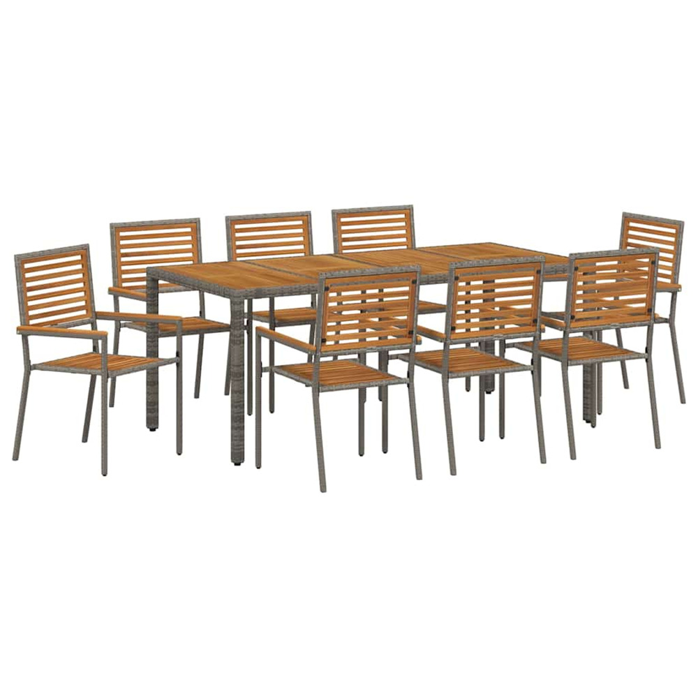 Ensemble de salle à manger pour jardin 9 pcs gris et marron