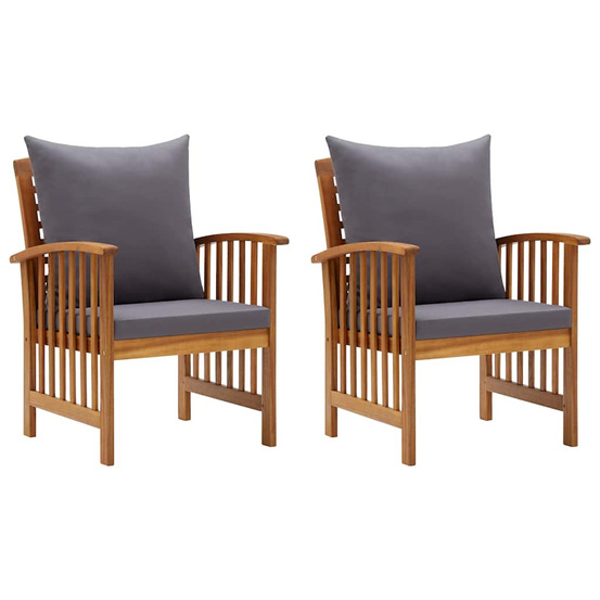 Chaises de jardin avec coussins lot de 2 bois d'acacia massif