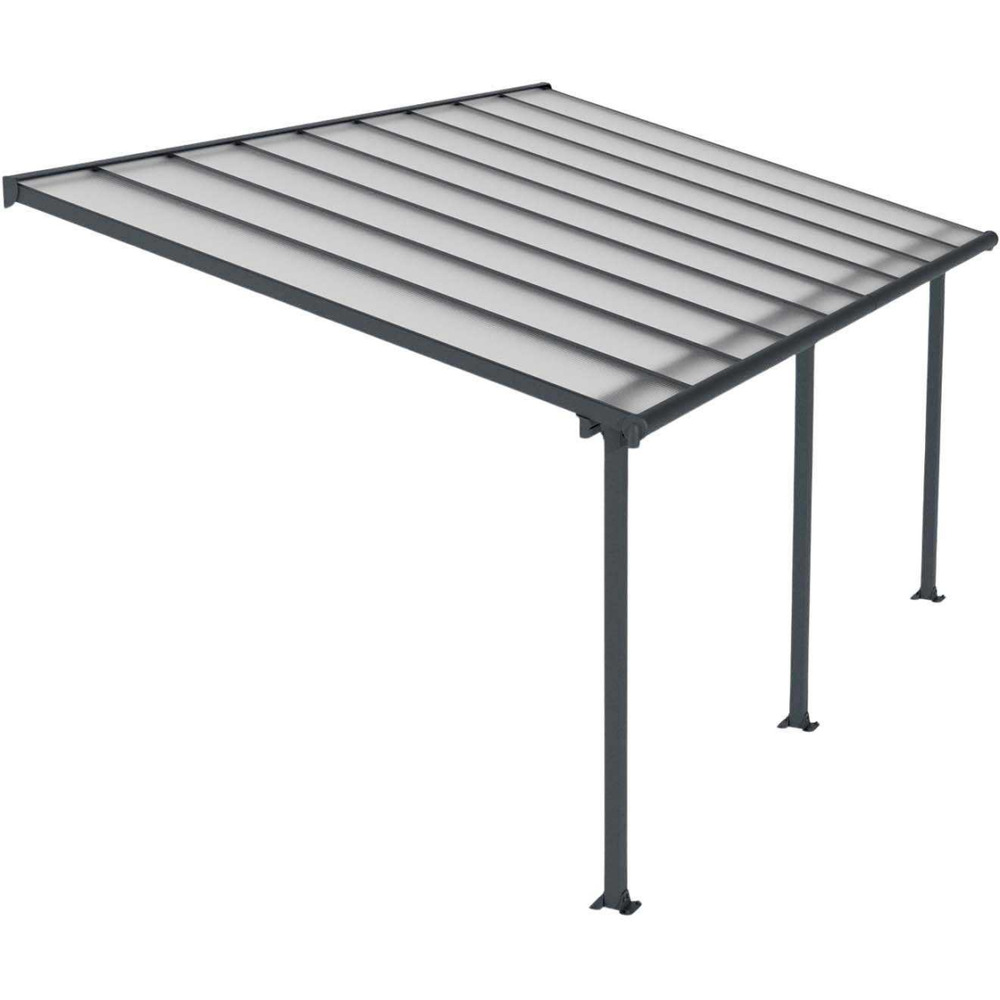 Pergola à adosser en aluminium gris et polycarbonate olympia 3 x 5.5 m