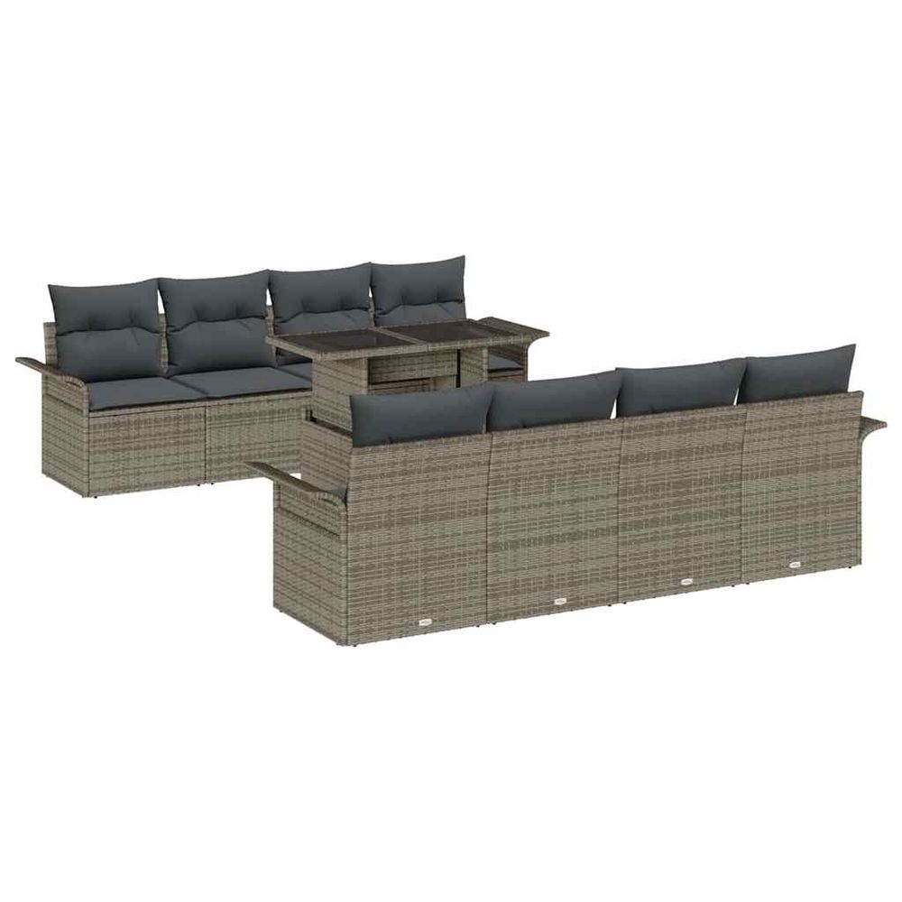Ensemble de canapé de jardin 9 pc gris