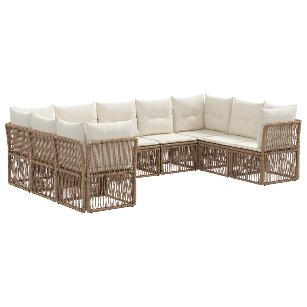 Ensemble de canapé de jardin 9 pcs beige polyrotin