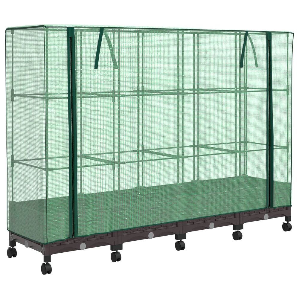 Jardinière d'extérieur de jardin avec couverture de serre et roues 4 pc pp