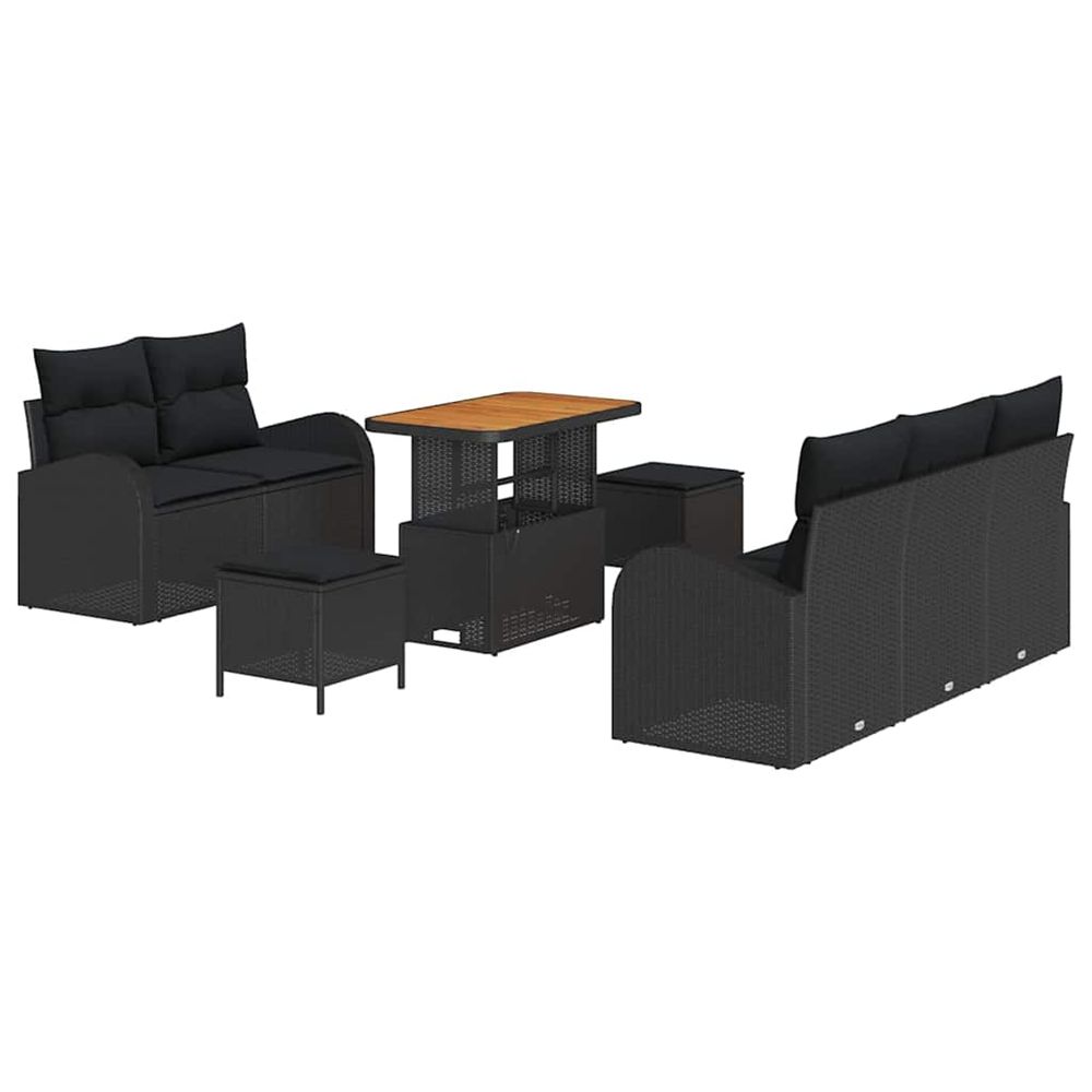 Ensemble de canapé de jardin 8 pc 7-nombre de places noir