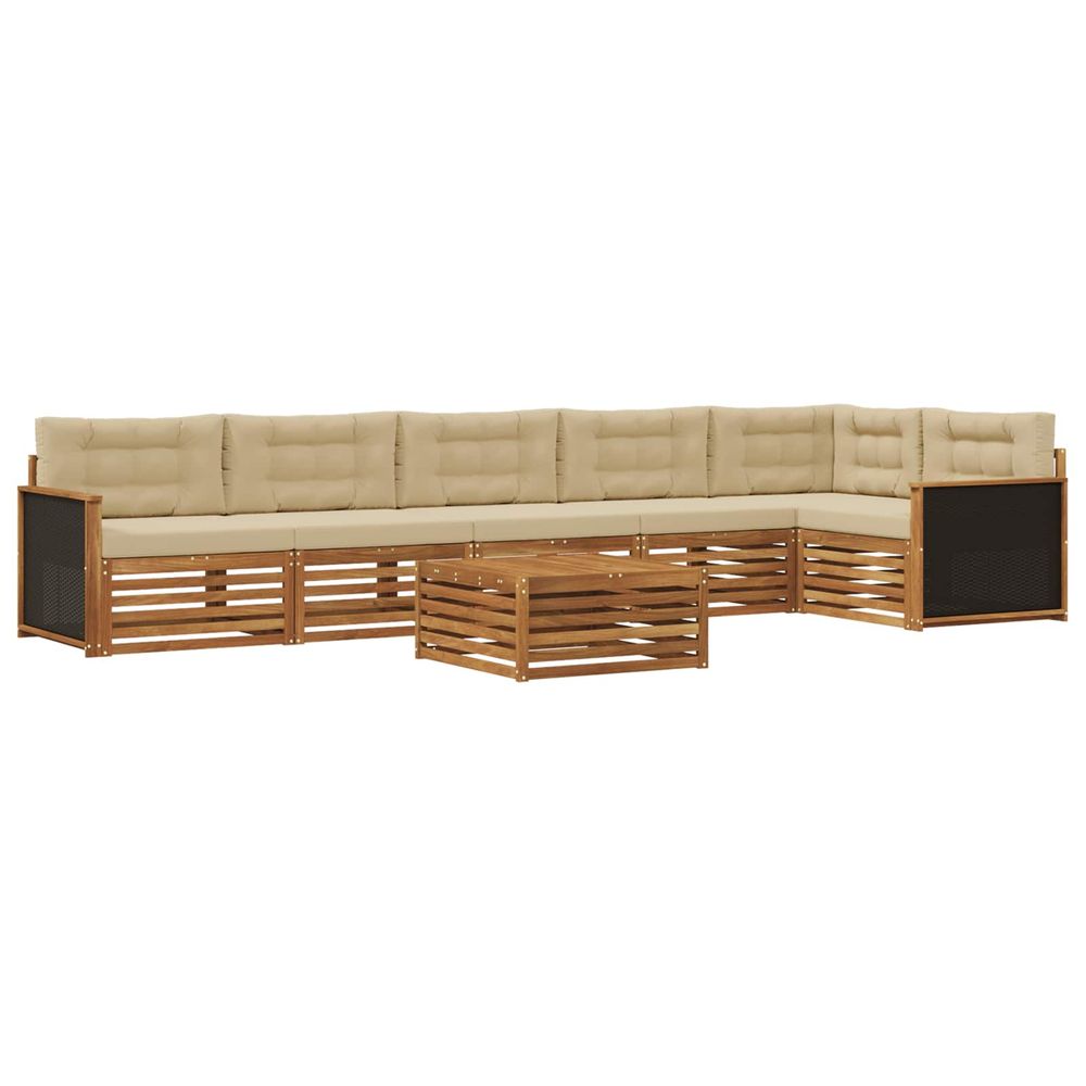 Ensemble de canapés d'extérieur 7 pc naturel et beige polyester