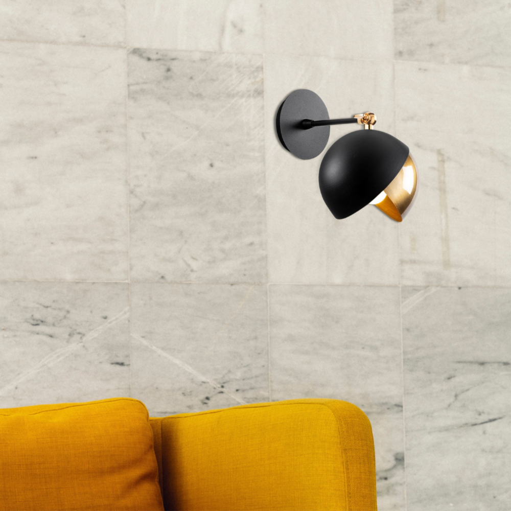 Romy - applique murale noire et or en métal
