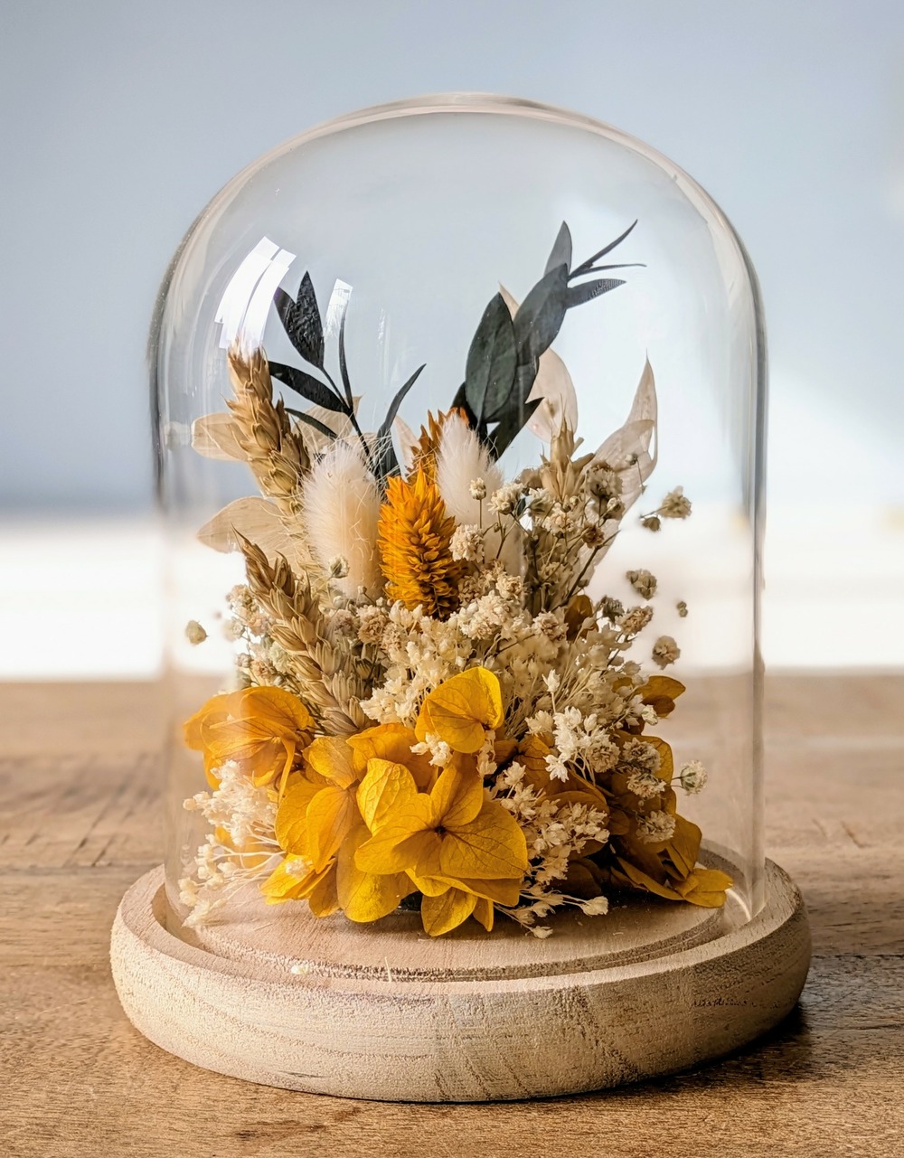 Cloche de fleurs séchées georgette
