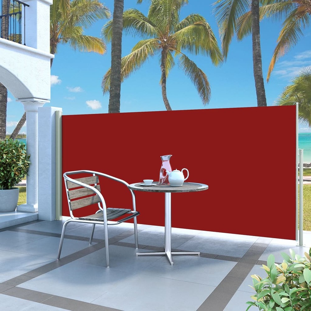 Auvent latéral rétractable de patio 140x300 cm rouge